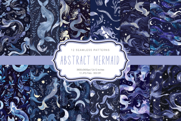 Abstract Mermaids Seamless Patterns
