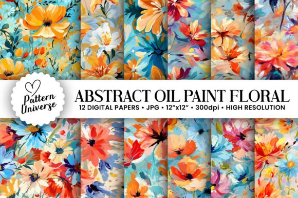 Abstract Oil Paint Flowers Patterns: A Versatile Resource for Creative Projects