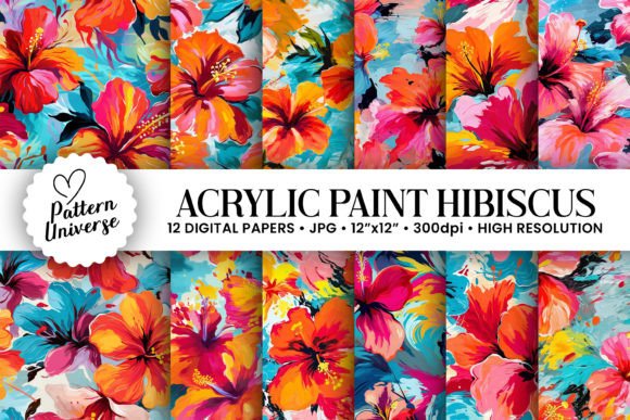 Acrylic Paint Hibiscus Flower Patterns for Creative Projects