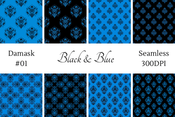 Black Blue Damask Seamless Patterns: A Versatile Design Resource for Creative Projects