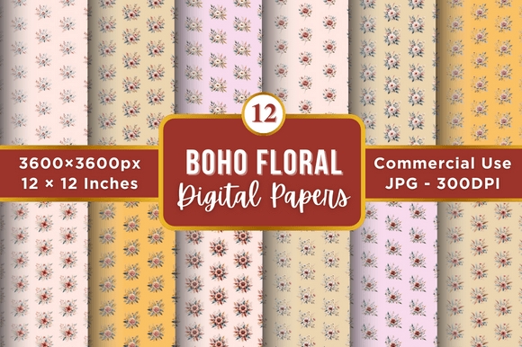 Boho Floral Digital Paper Patterns: A Versatile Tool for Modern Creators