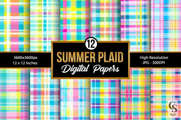Bright Summer Plaid Seamless Patterns