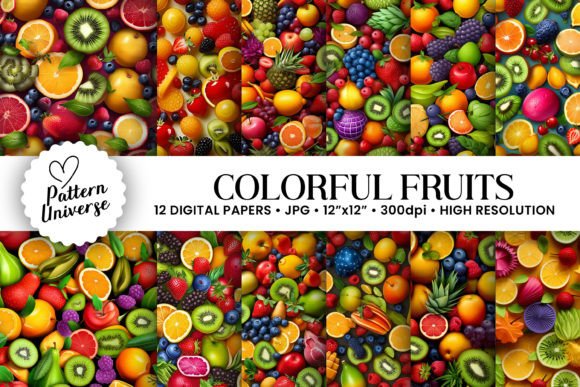 Colorful 3D Fruits Seamless Patterns