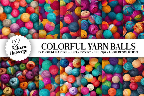 Colorful Yarn Balls Seamless Patterns