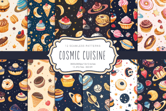 Cosmic Cuisine Seamless Patterns