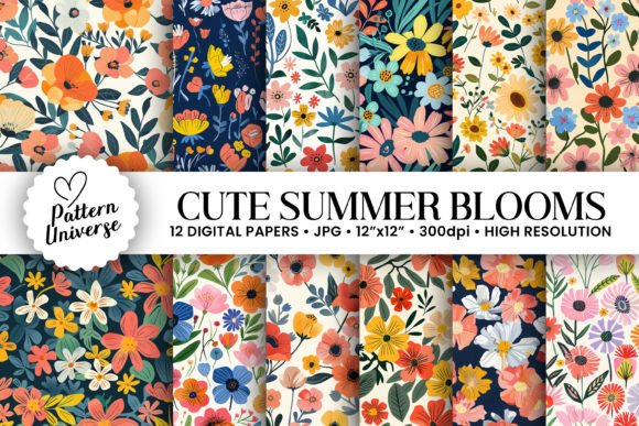Cute Summer Blooms Seamless Patterns for All Your Creative Projects