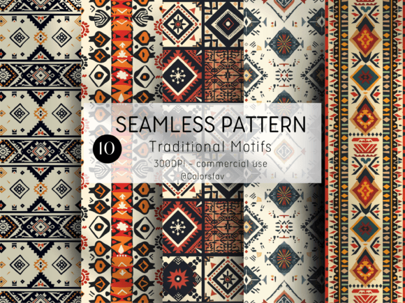 Ethnic Seamless Patterns Seamless Set