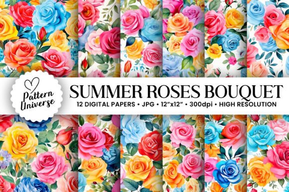 Exploring the Artistry of Summer Watercolor Roses Bouquet Patterns