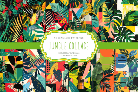 Jungle Collage Seamless Patterns