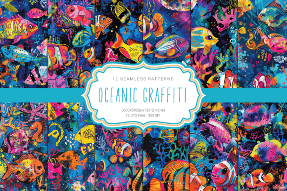 Oceanic Graffiti Seamless Patterns