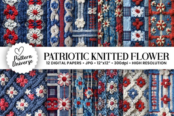 Patriotic Knitted Floral Plaid Patterns