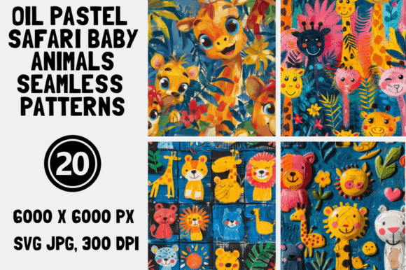 Safari Animals Oil Pastel Patterns