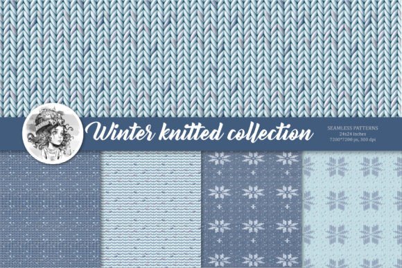 Set of Seamless Patterns Winter Knitted