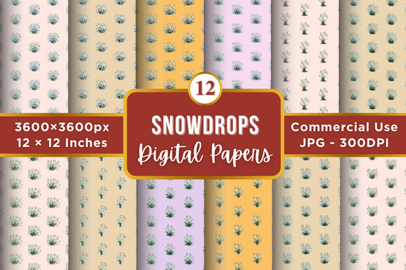 Snowdrops Digital Paper Patterns