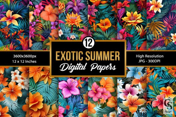 Summer Exotic Flowers Seamless Patterns: A Versatile Resource for Creative Projects