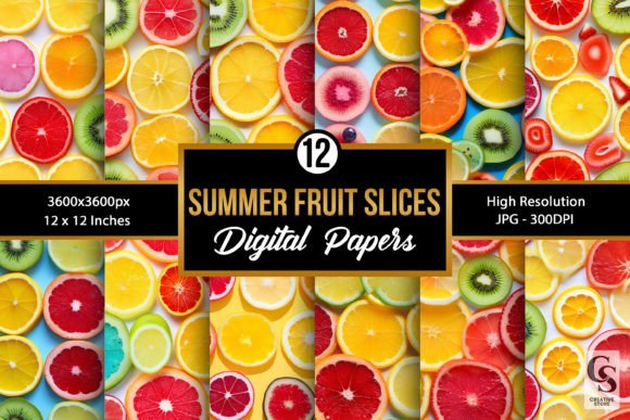Summer Fruit Slices Seamless Patterns