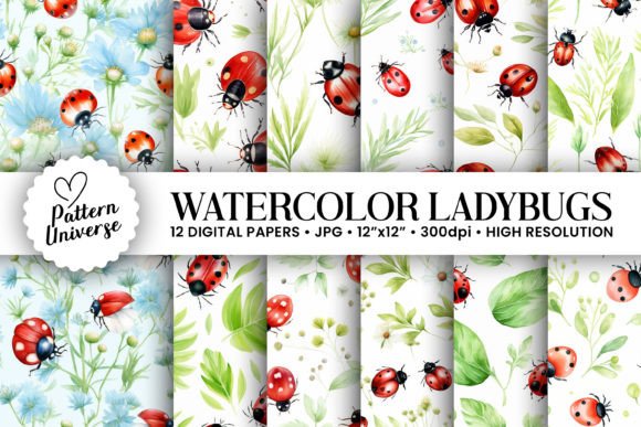 Summer Ladybugs Seamless Patterns: A Versatile Design Resource for Creative Projects