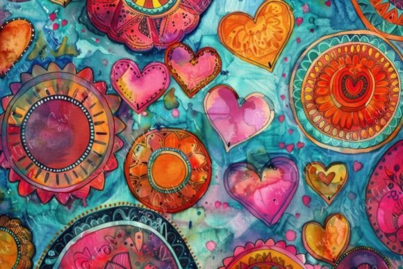 Vibrant Heart and Circle Patterns