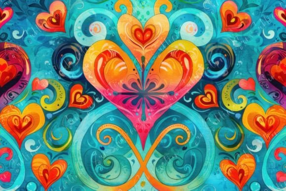 Vibrant Heart Patterns: A Whimsical Design for Creative Expression