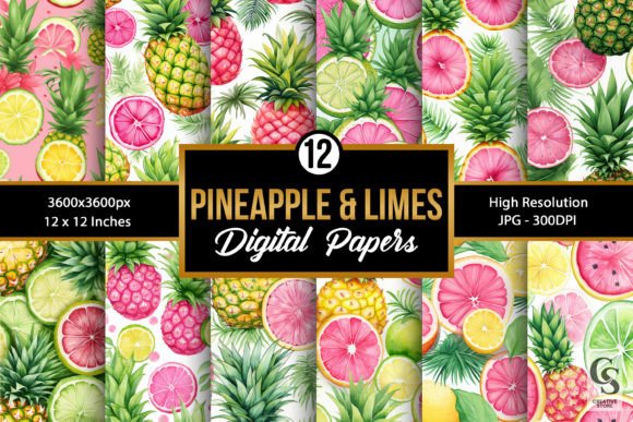 Watercolor Pineapple Lemon Patterns: A Versatile Design Resource for Creative Projects