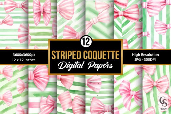 Watercolor Striped Coquette Patterns: A Versatile Design Asset for Modern Creators