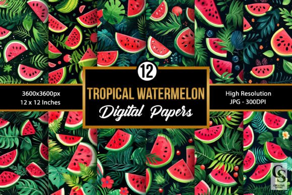 Watercolor Tropical Watermelon Patterns: A Versatile Design Resource for Creative Projects